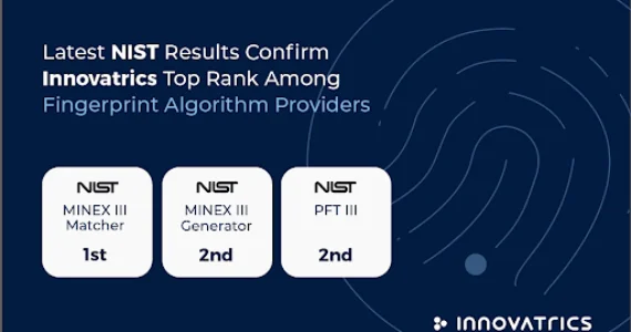 Los últimos resultados del NIST confirman que Innovatrics ocupa el primer lugar entre los proveedores de algoritmos de huellas dactilares