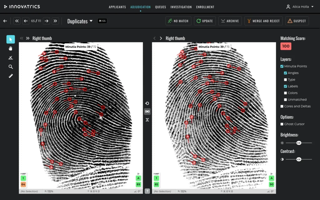 Innovatrics ABIS allows fast and accurate biometric identification at large scale